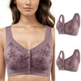 thumbnail image 1 of Product Category Bra 2PC Comfortable Front Open Button Wide Fit Easy for Mature Women No Underwire Design 2PCS, 1 of 2