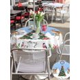 thumbnail image 4 of Outdoor Tablecloth with Umbrella Hole and Zipper, Blue Christmas Round Table Cloth 60 Inch Waterproof Tablecloth, Xmas Tree Deer Poinsettia Bird Winter Snow Picnic Table Cover for Patio Camping, 4 of 7