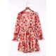 thumbnail image 2 of ABPHQTO Mini vestido rojo con cuello en V y manga farol anudado en niveles para mujer, 2 of 5