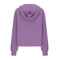 thumbnail image 6 of Womens Plus Size Blouses Fall Loose Fit Hooded Long Sleeve Rolled Drop Shoulder Half Zip Solid Color Hoodie Cotton Hoodies Sweatshirts(Purple,XL), 6 of 6