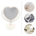 thumbnail image 3 of Bamboohart Tabletop Vanity Mirror Double-Sided Makeup Mirror with 360 Degree Rotation (Heart Shape  Beige), 3 of 6