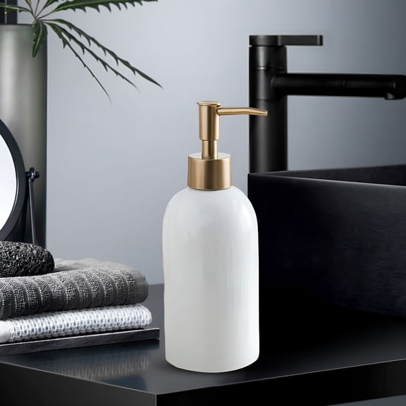 ACDANC Bedroom Ceramic Soap Dispenser with Makeup Travel Manual Liquid Pump White