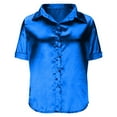 thumbnail image 6 of Gamivast Satin Shirts for Women Slim Fitted Short Sleeve Button Down Blouses Satin Lapel Collar Casual Work Office Blouse Tunic Tops Trendy Solid Outfit, 6 of 6