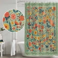 thumbnail image 5 of Boho Green Flowers Shower Curtain, Waterproof Shower Curtains for Bathroom, Spring Abstract Watercolor Floral Leaf Washable Fabric Bathtub Curtain Set Bath Decor with 12 Hooks 72"x78", 5 of 8