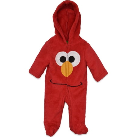Sesame Street Elmo Newborn Baby Boys' Zip-Up Hooded Costume Coverall with Footies, 6-9M