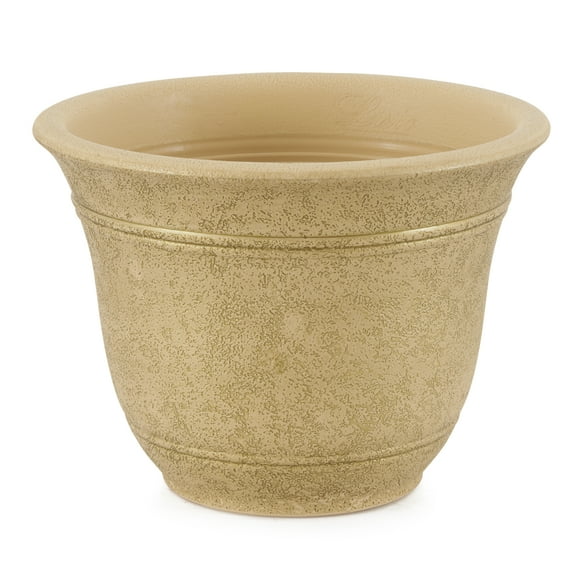 HC Companies Sierra 10 Inch Round Resin Flower Garden Planter Pot, Arizona Sand
