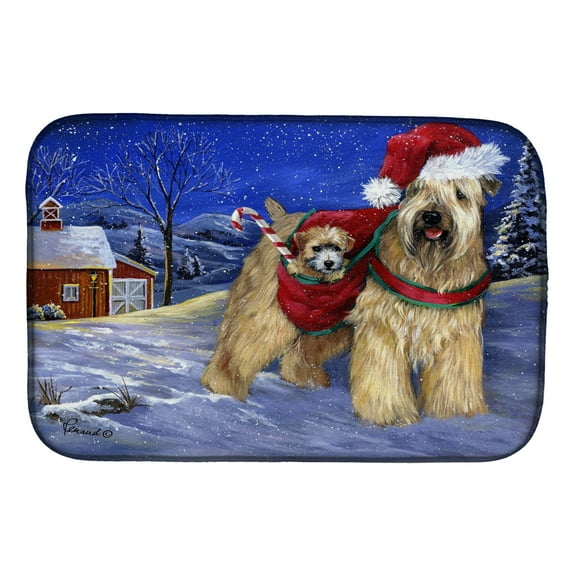 Absorbent Dish Drying Mat for Kitchen Counter Wheaten Terrier Christmas Dish Drying Mat PPP3275DDM