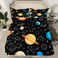 thumbnail image 2 of Manfei Galaxy Planet Twin Sheet Sets,Constellation Pattern Twin Fitted Sheet,Modern Aesthetic Art Flat Sheet For Kids,Breathable Home Decor,3-Piece, 2 of 7