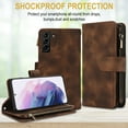 thumbnail image 4 of Allytechgroup Premium Wallet Phone Case for Samsung Galaxy A71 5G, Zipper Pocket Kickstand Crossbody Shoulder Strap Hand Wrist RFID Blocking Shockproof Protective Case for Women Men, Brown, 4 of 6