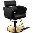 thumbnail image 5 of Baasha Luxury Gold Salon Chair - Sleek and Modern Hair Chair with Black Stain-Resistant Leather Upholstery, Adjustable Height, and Heavy-Duty Base - Comfortable Hair Salon Chair for Hair Stylist, 5 of 10