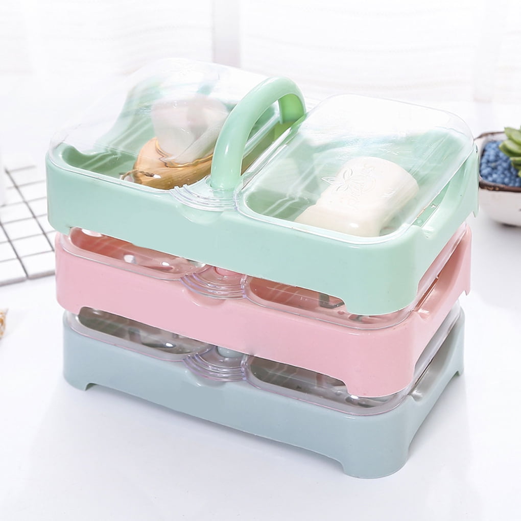 Peryerana 2 Layers Laundry Box with Lid Portable Travel Plastic Drain