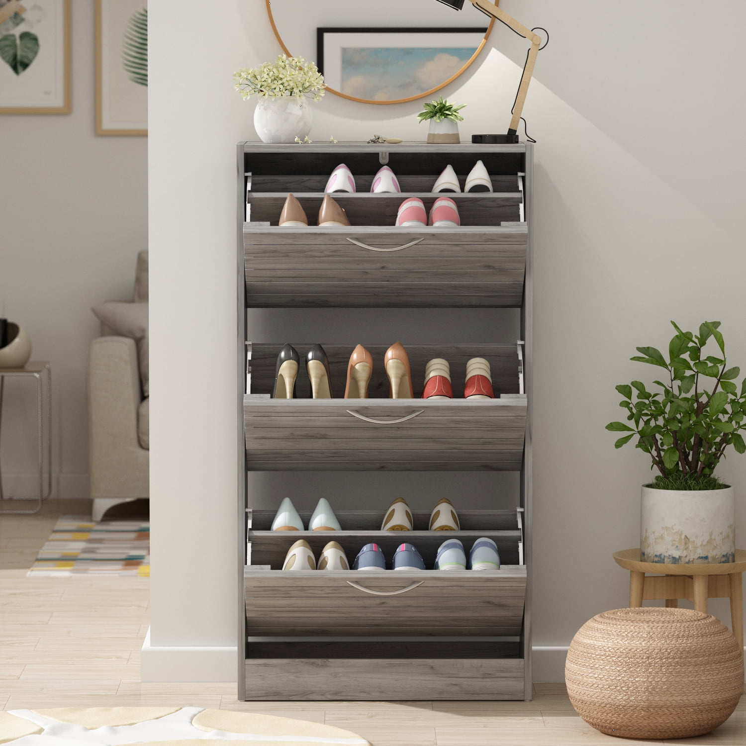 Hitow Modern 3 Tier Shoe Cabinet for Entryway – hitowofficial
