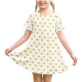 thumbnail image 6 of Cute Midi Dresses for Girls Size 3-12 Toddlers Kids Trendy Star-Printed Short Sleeve Crewneck Pullover Comfort Hawaiian Beach Dress, 6 of 8