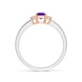 thumbnail image 2 of ANGARA Natural Amethyst and Diamond Three Stone Ring in 14K White & Rose Gold for Women (Size-6x4mm) | February Birthstone, Birthday, Anniversary, Jewelry Gift for Women | Natural Amethyst Ring, 2 of 8