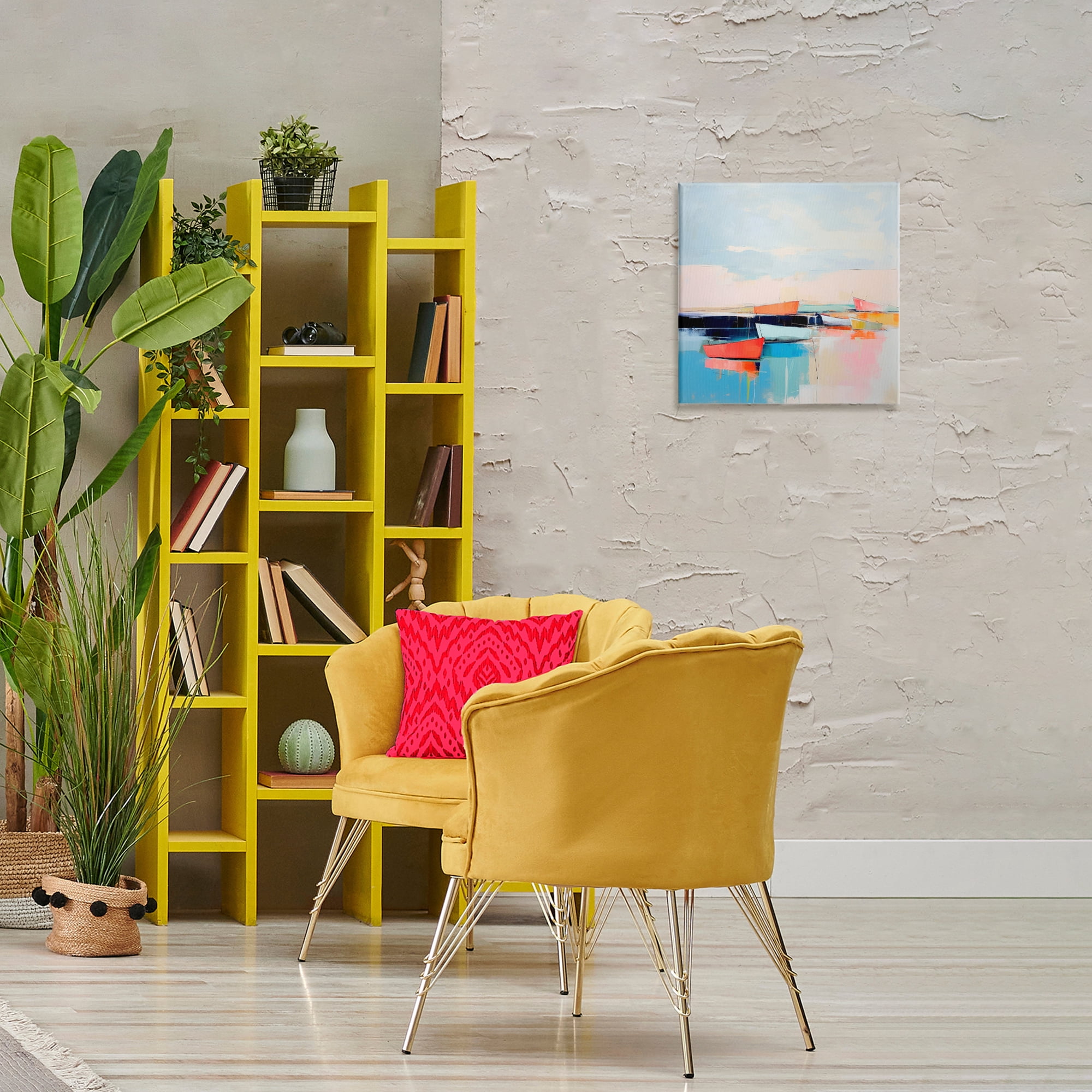 Stupell Industries Vivid Boat Reflection Transportation Painting Gallery Wrapped Canvas Art Print Wall Art, 17 x 17
