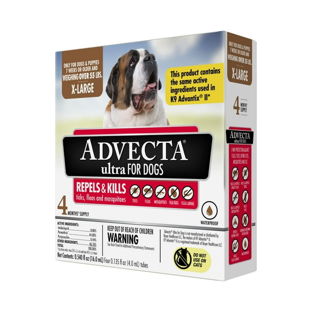ADVECTA Ultra Flea & Tick Protection for X-Large Dogs, Long-Lasting and Fast-Acting Topical Dog Flea Prevention, 4 Count