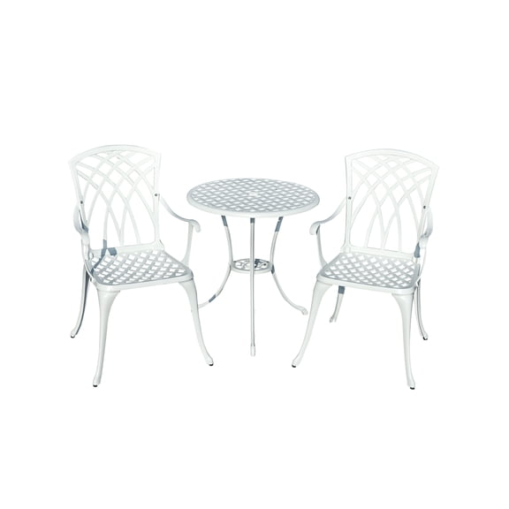 Hi-Line Gift Ltd 78658-A-WT White Haven Retreat- All-Weather Cast Aluminium Bistro Set