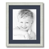ArtToFrames 14x17" Matted Picture Frame with 10x13" Single Mat Photo Opening Framed in 1.25" Off White Wash on Ash and 2" Blue Jay Mat (FWM-4098-14x17)