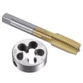 thumbnail image 1 of Unique Bargains M16 x 2 Titanium Plated Straight Flute Thread Tap Round Die Tap and Die Set, 1 of 6