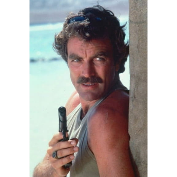 Tom Selleck Stunning In Vest With Gun As Magnum 24X36 Poster