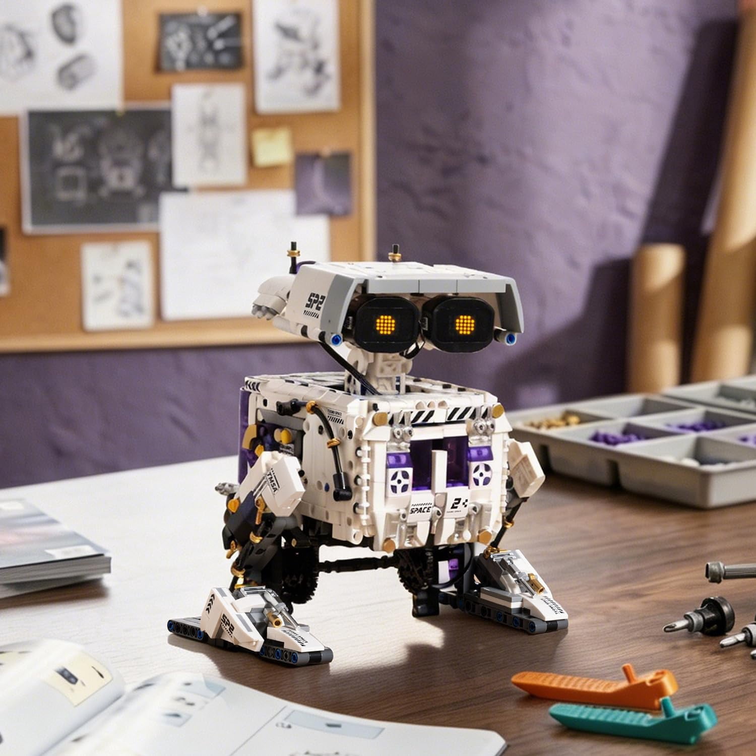 Programmable Biped Robot Building Blocks Set,1140 PCS Remote Control＆App STEM Robot Construction Kit with Movable Joints & Expression Modes,Coding Building Sets
