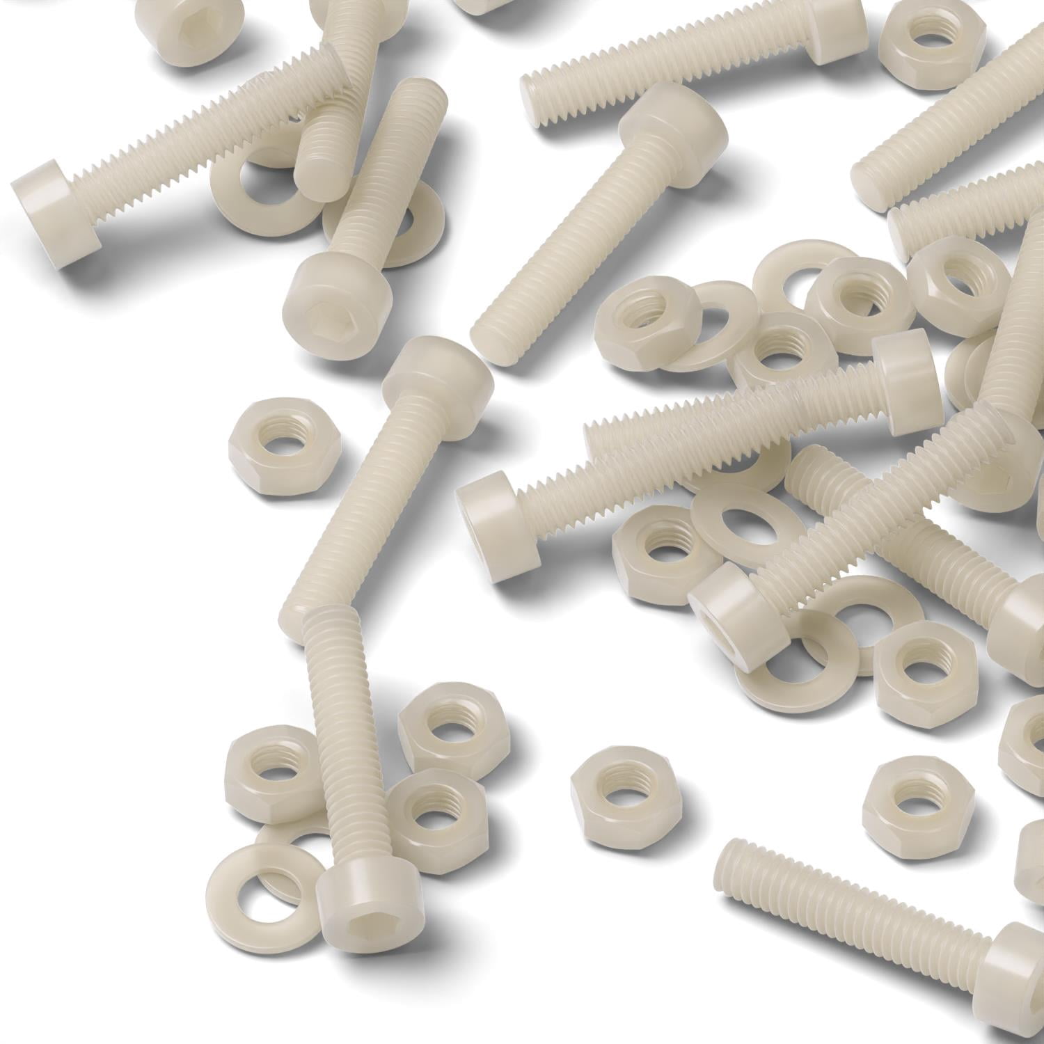 50 x Nylon Socket Head, plastic machine screws, M3 x 20mm, Plastic Bolts, Nuts & Washers, Fasteners, (3/32 x 25/32 in)
