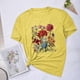 thumbnail image 2 of Blusas de Verano de las Mujeres Flor Impresa Cuello Redondo Manga Corta Superior, Verano Superior de las Mujeres, 2 of 4