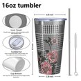 thumbnail image 4 of 16oz Tumblers Pioneer Flower Floral Print Pattern Stainless Steel Vacuum Insulated Double Wall Travel Tumbler Cups Mug with Lid and Straw,Cleaning Brush for Coffee,Tea, 4 of 4