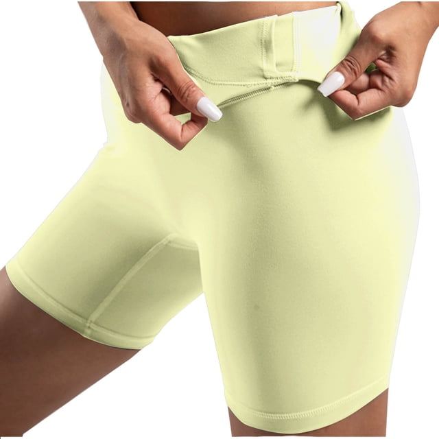 Plebaso Shorts de Cycliste pour Femmes Taille Haute Extensible Yoga Workout Shorts de Course Athlétiques pour Femmes