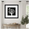 thumbnail image 3 of Kate and Laurel Framed Wall Art Print 'Black and White Bird Tree Linocut' by Giuliana Lazzerini, 27 x 27, Oliver Black Narrow Frame, Modern Contemporary, Animals, Nature Art for Wall Decor, 3 of 7