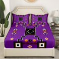 thumbnail image 3 of Erosebridal Purple Aztec Sheet Set King,Hippie Boho King Sheet Sets,4pcs, 3 of 7