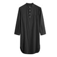 thumbnail image 3 of Defitshape Men's Cotton Robe House Coat Pjs Long Long Sleeve Fall Thin Spring Casual Soft Loose Button Nightshirt Black XX-Small, 3 of 4