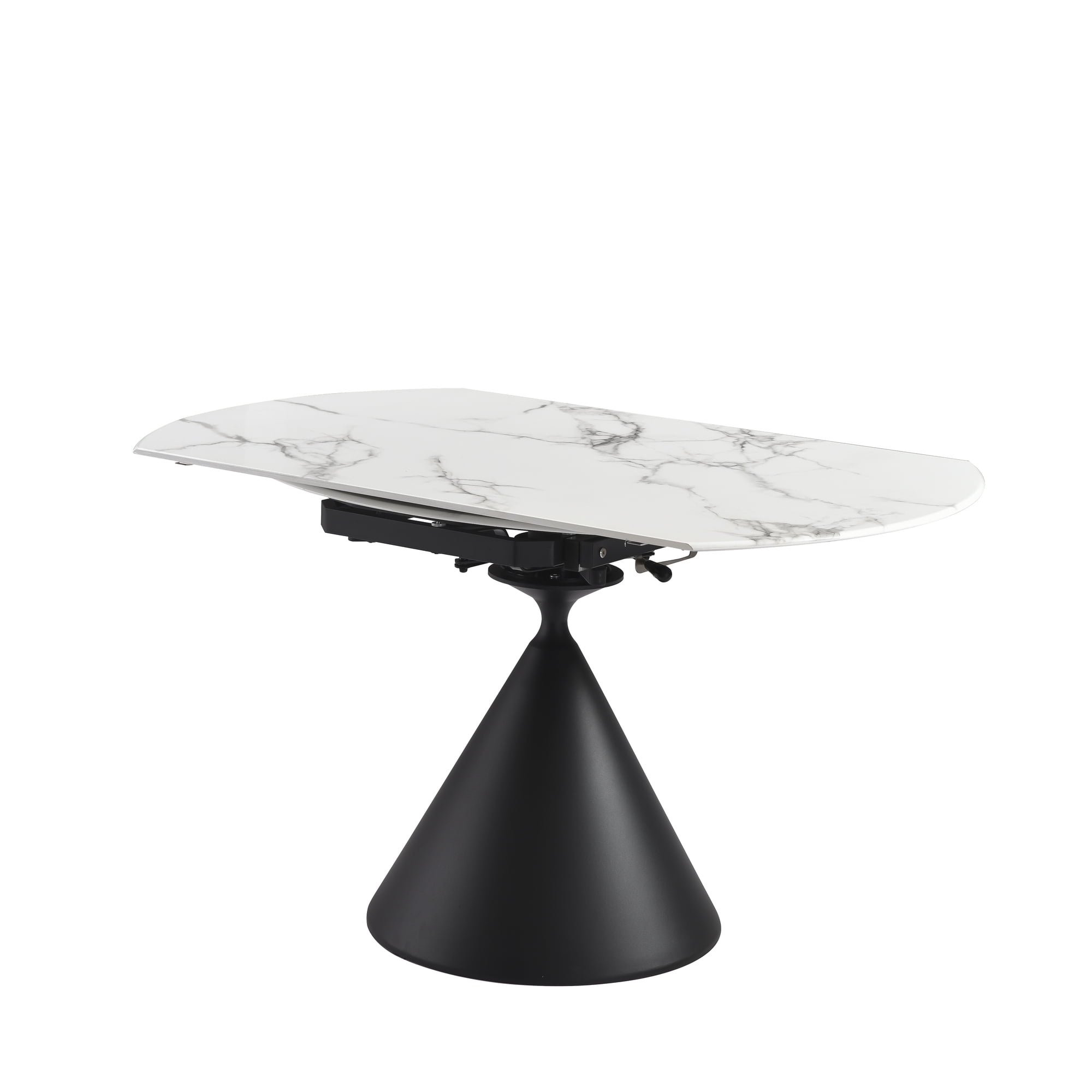 Abel Modern Extendable Round Dining Table with White Sintered Stone Table Top - Seats up to 4