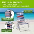 thumbnail image 3 of Mainstays Aluminum Bungee Reclining Fabric Beach Chair with Storage Pockets, Red White & Blue Stripe, 3 of 13