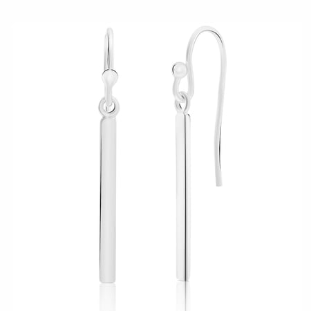Tilo Jewelry 925 Sterling Silver Dainty Linear Bar Dangle Drop Hook Wire Earrings | Everyday Minimalist Drop Earrings for Women & Unisex