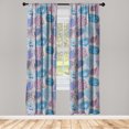 thumbnail image 3 of Ambesonne Tropical Curtains, Colorful Pattern Leaf Plot, Pair of 28"x84", Dark Seafoam and Pale Purple, 3 of 5