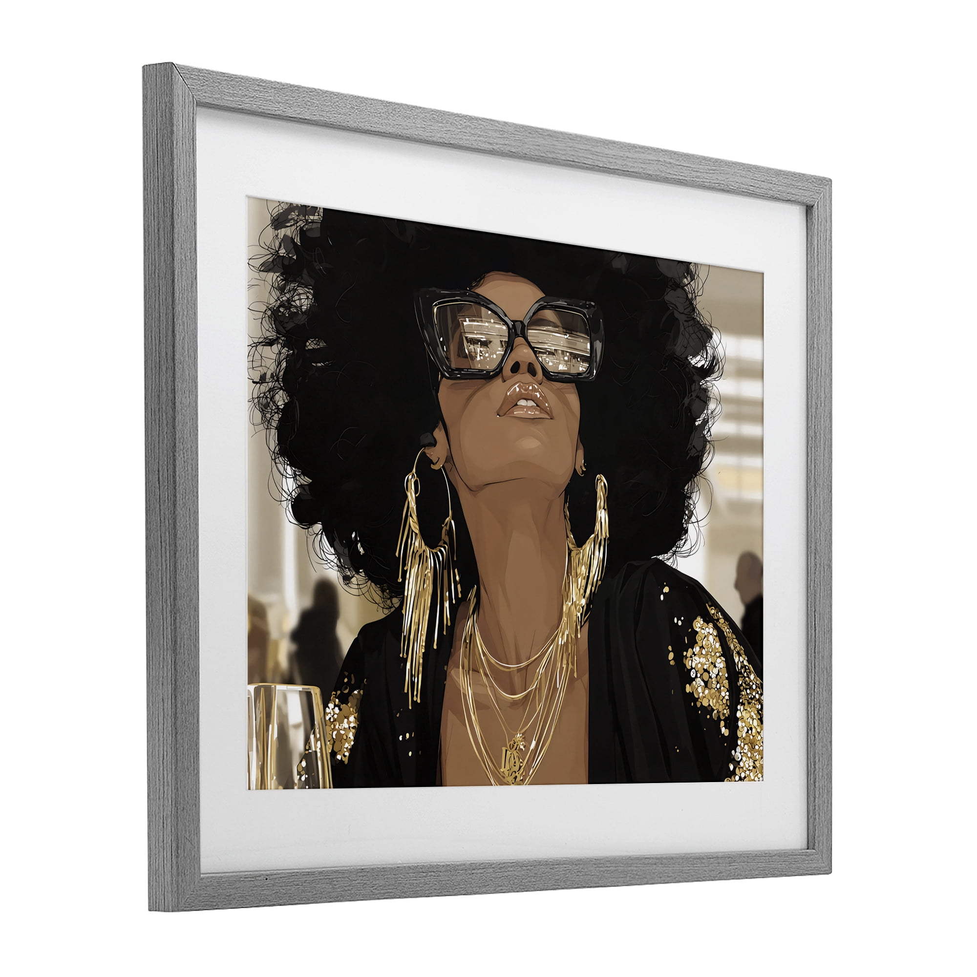 Stupell Industries Full Of Confidence Beautiful Woman Gray Framed Print Under Glass, design by Franklyn Gregory