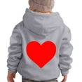 thumbnail image 3 of Kids Hoodie Valentine's Day Long Sleeve Hooded Pullover Heart Print Lightweight Grey 5 Years-6 Years, 3 of 6