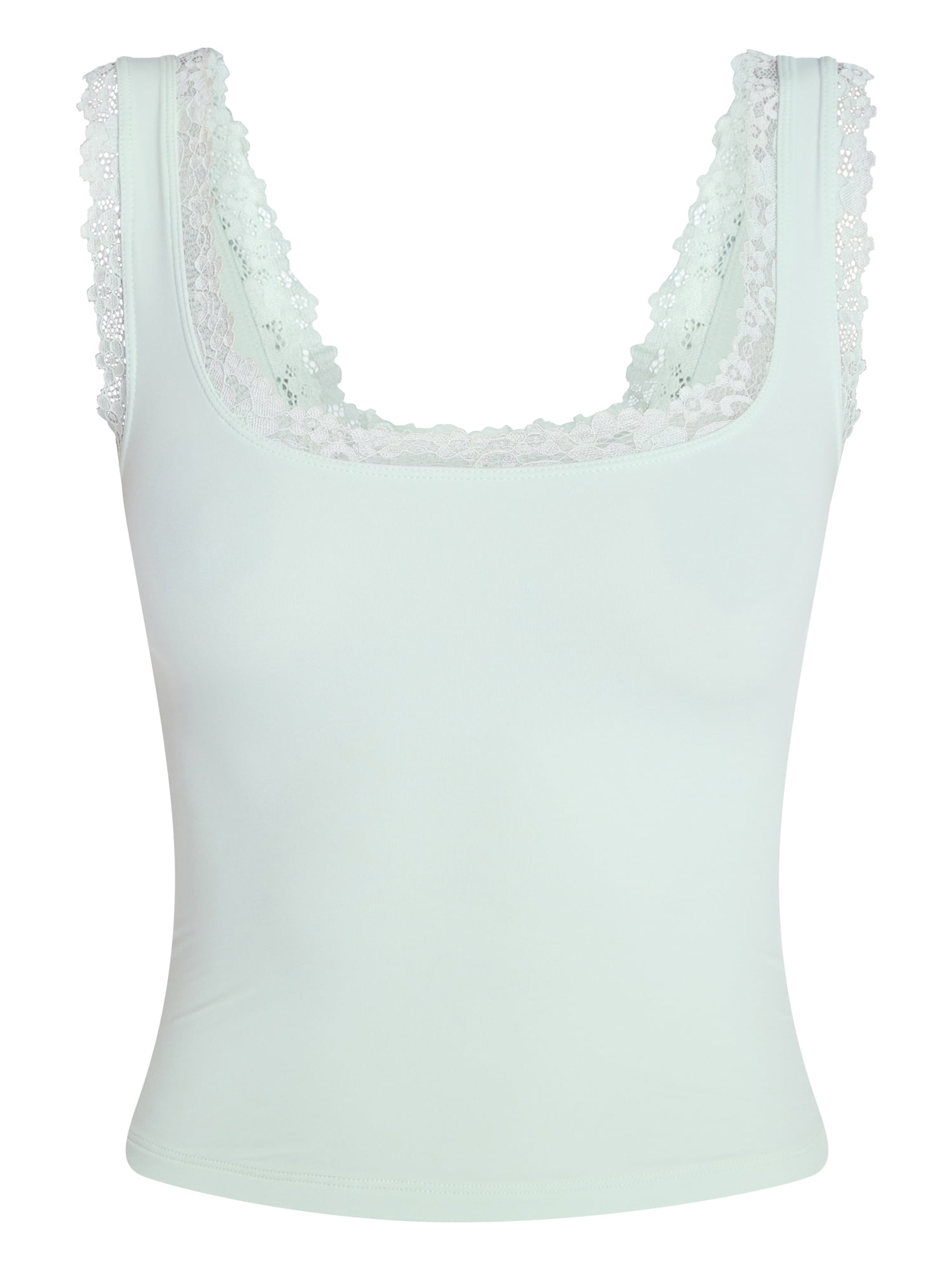 No Boundaries Fit Stretch Lace Trim Tank Top, Women's XS-XXXL