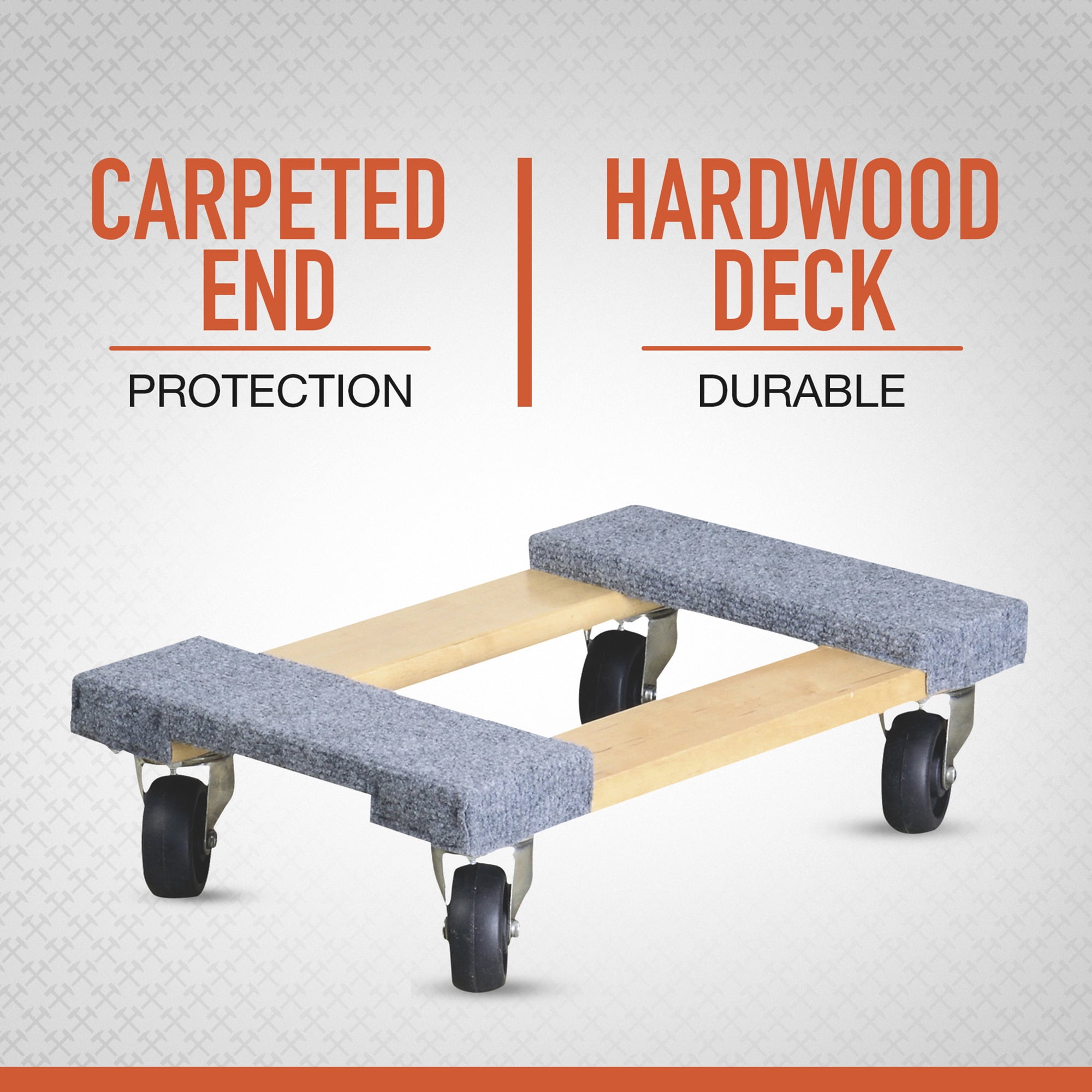 Ironton Carpeted Hardwood Mover's Dolly, 1000-Lb. Capacity, 18in.L x 12in.W