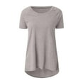 thumbnail image 5 of JINMGG Womens Plus Size $5 Women's Long Shirt Short Sleeve T-Shirt Oversize Tops Large Sizes Summer O-Neck Casual Loose Blouse Casual Basic Tee Tunic Tops Gray XXL, 5 of 5
