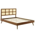 thumbnail image 2 of Modway Sidney Cane Rattan and Wood King Platform Bed with Splayed Legs in Walnut, 2 of 7