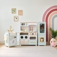 thumbnail image 2 of Teamson Kids Little Chef Savannah Wooden 3-piece Play Kitchen Set with Fridge, Sink, Stove & 21 Accessories, Green, 2 of 15