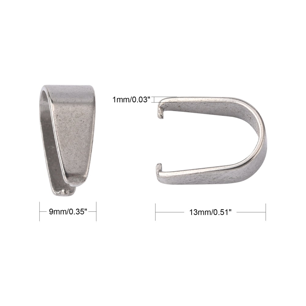 Tarnish Resistant 201 Stainless Steel Snap On Bails Stainless Steel color 13x9x6mm Pin: 1.2mm