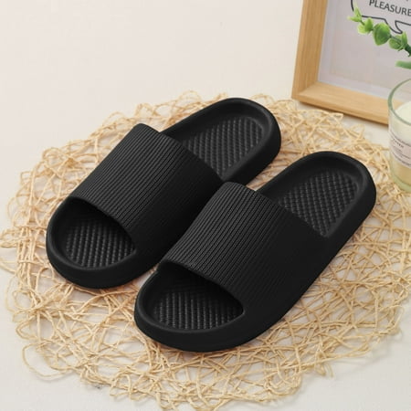 Men s slipper Men and Women Home Slippers Slippers Flat Non Bathroom Sandals and Slippers walking shoes for men 42-43 Black