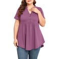 thumbnail image 3 of TARAINYA Plus Size Blouses for Women Button Short Sleeve Shirts Casual V Neck Tunic Tops, 3 of 10