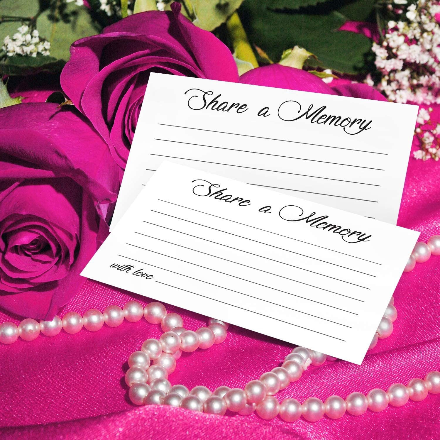 Share a Memory Card – Great for Birthday, Anniversary, Bridal Shower and Graduation Celebration and Memorial and Funeral | 4 x 6” | 50 Cards per Pack