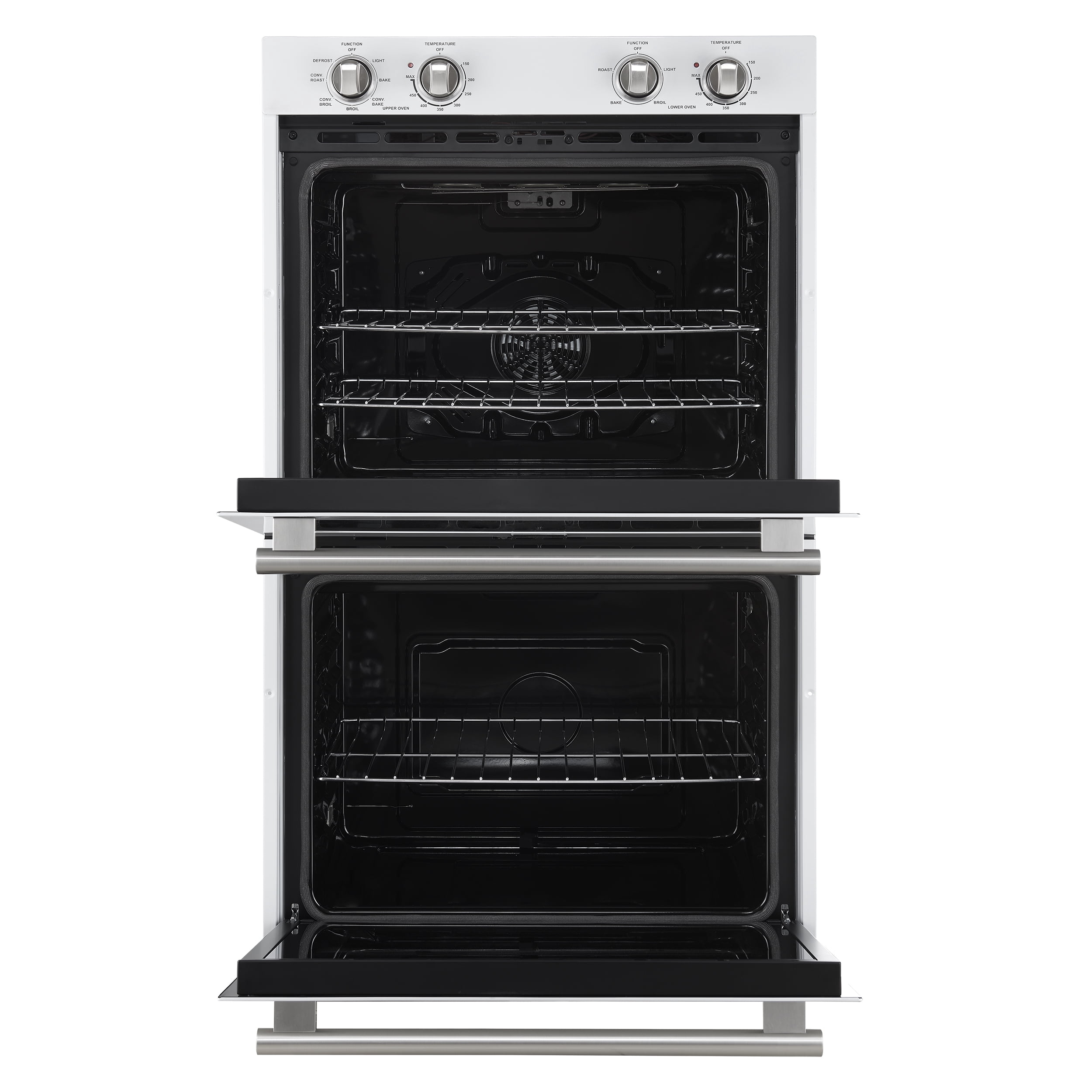 Forno Vomero 30-Inch Double Wall Oven, White, 10 cu.ft Total Capacity, 7100W Convection, Mechanical Controls, Manuel Steam Clean