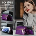 thumbnail image 6 of Allytech Glitter PU Leather Case for Samsung Galaxy S24 Plus, Detachable Magnetic 2 in 1 Wallet Kickstand Case with Zipper Pocket & Card Holder, Shockproof Anti-Scratch Protective Case - Purple, 6 of 11