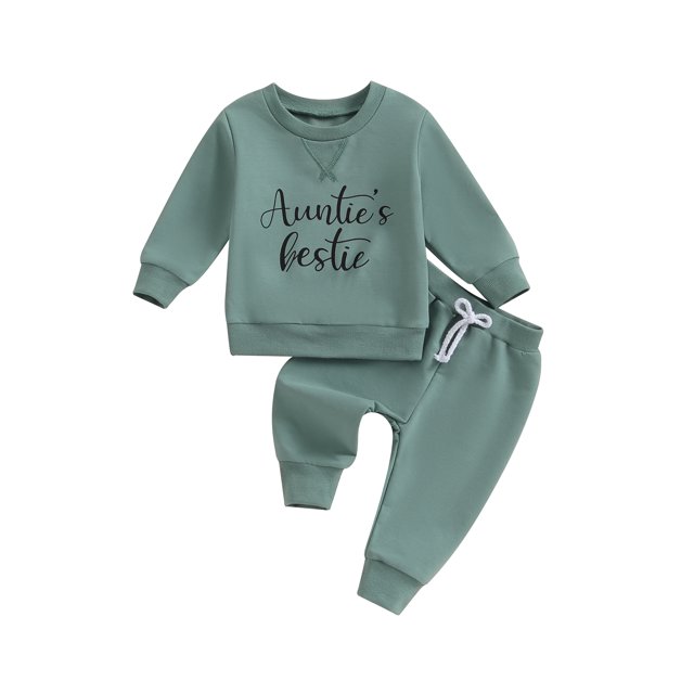 SUNSIOM 2PCS Baby Girls Fall Outfits Long Sleeve Letter Sweatshirt + Pants Set Toddler Warm Clothes
